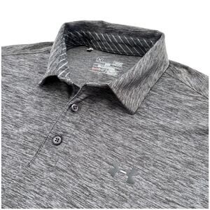 Under Armour HeatGear Performance Polo Athletic Golf Heathered Gray Size Large